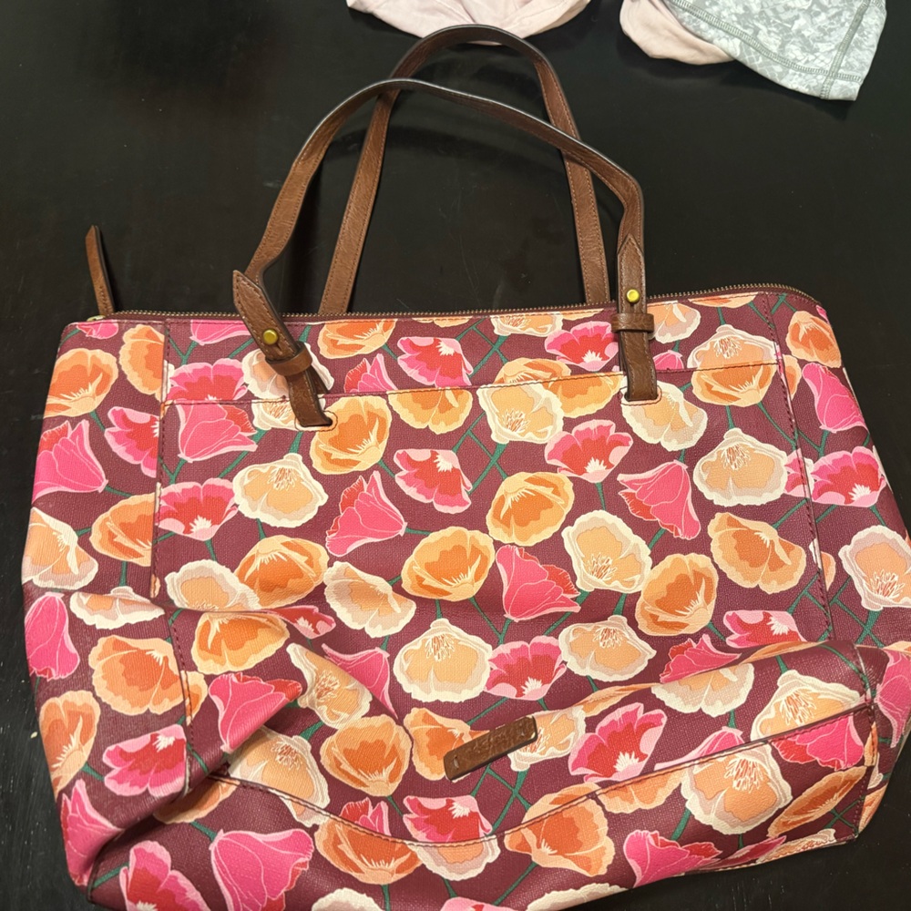 Large Fossil Floral Rachel Tote